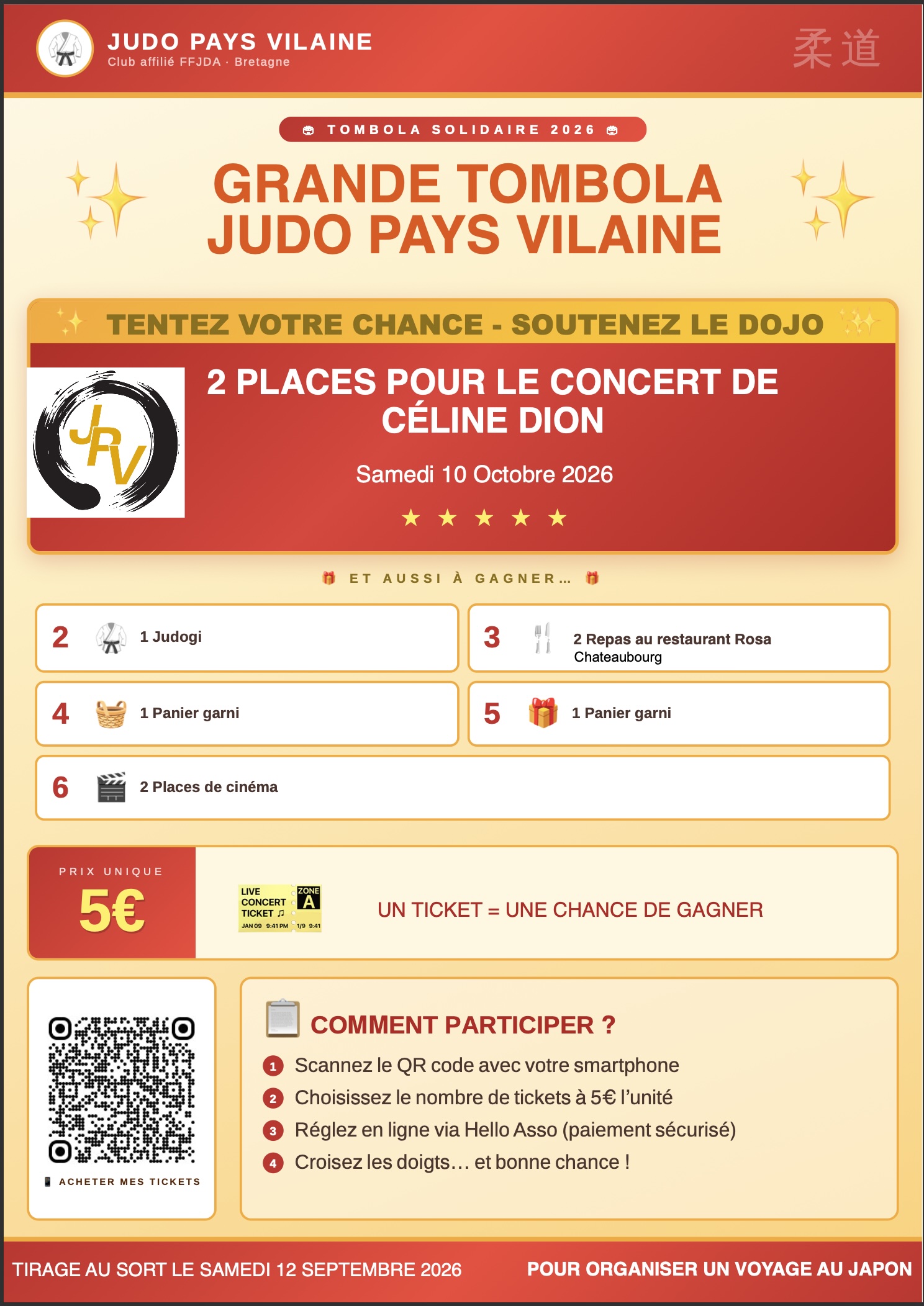 Affiche Tombola Judo Pays Vilaine 2026